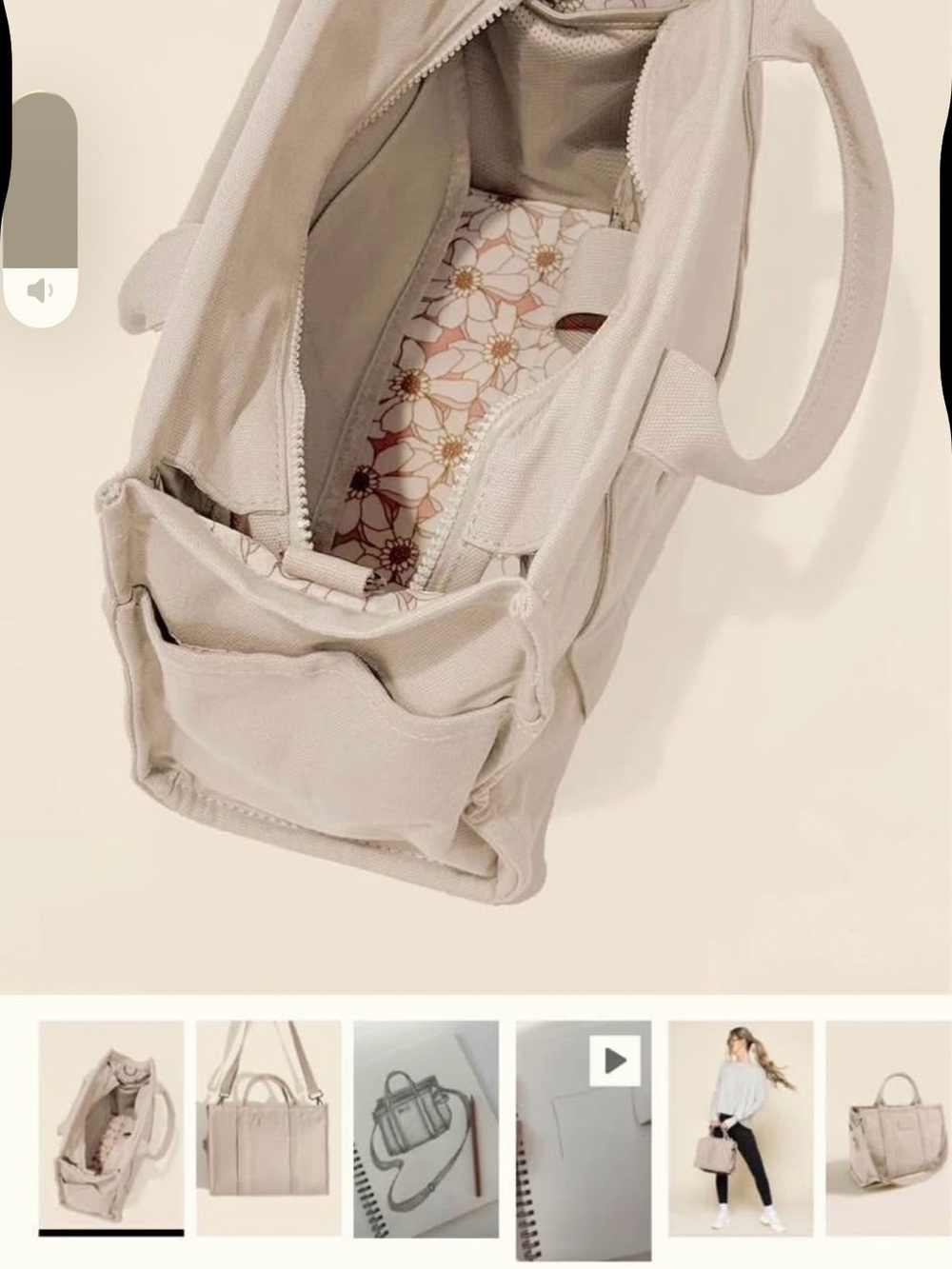 POPFLEX Beige Canvas Shoulder Tote - Picture 6 of 6
